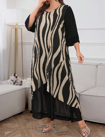 Rochie lunga SHEIN CURVE, negru/crem