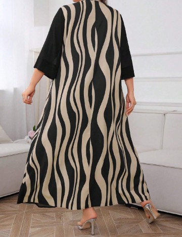 Rochie lunga SHEIN CURVE, negru/crem