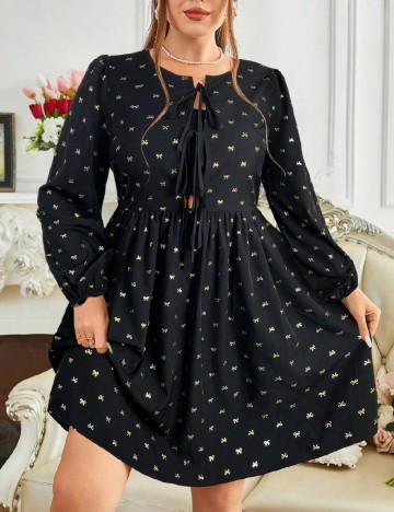Rochie scurta SHEIN CURVE, negru/auriu