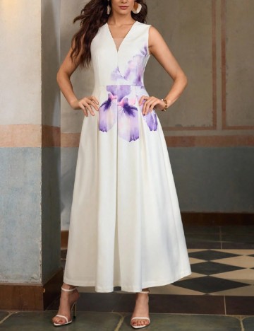 Rochie lunga Zeylah, alb