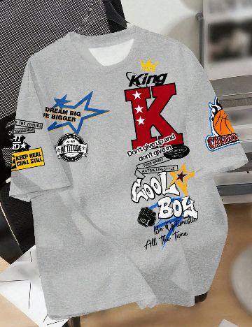 Tricou Shein Kids, gri