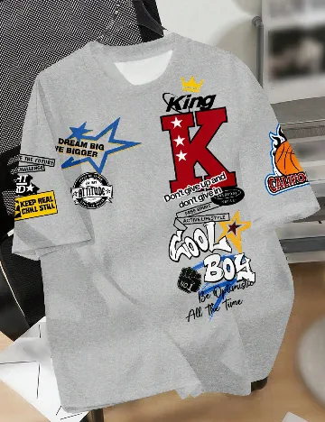 Tricou Shein Kids, gri