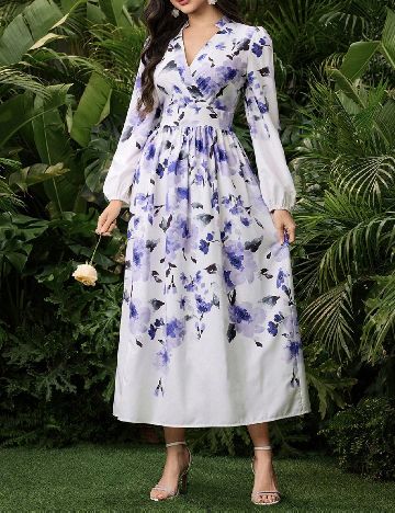 Rochie lunga SHEIN, alb/mov