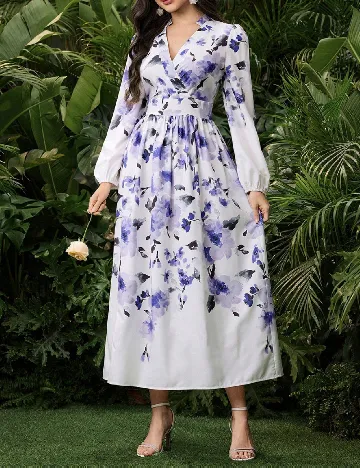 Rochie lunga SHEIN, alb/mov