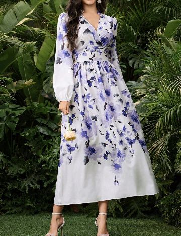 Rochie lunga SHEIN, alb/mov