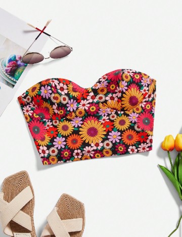 Top SHEIN, floral print