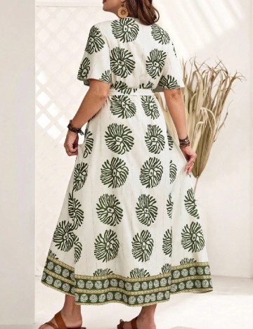 Rochie lunga Emery Rose Curve, crem/verde