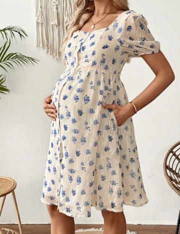 Rochie scurta SHEIN Maternity, crem
