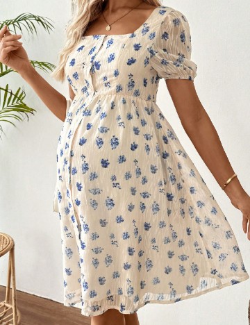 Rochie scurta SHEIN Maternity, crem