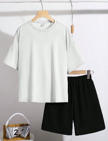 Compleu Shein Kids, alb/negru