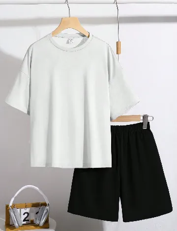 Compleu Shein Kids, alb/negru