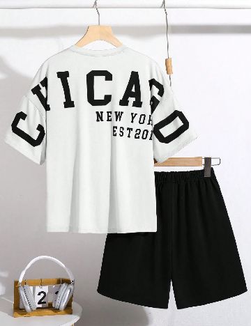 Compleu Shein Kids, alb/negru
