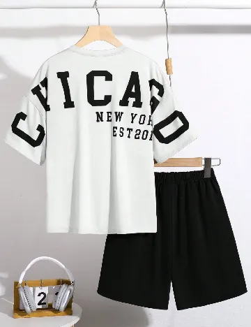 Compleu Shein Kids, alb/negru