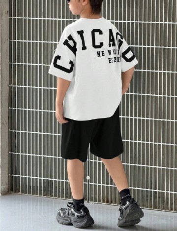 Compleu Shein Kids, alb/negru