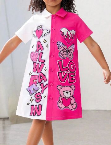 Rochie Shein Kids, alb/roz