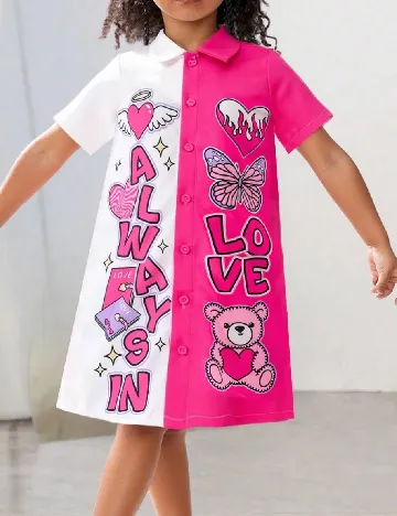Rochie Shein Kids, alb/roz