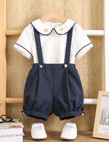 Compleu Shein Kids, alb/bleumarin