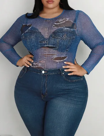 Bluza SHEIN CURVE, albastru
