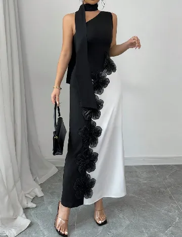 Rochie lunga SHEIN, alb/negru