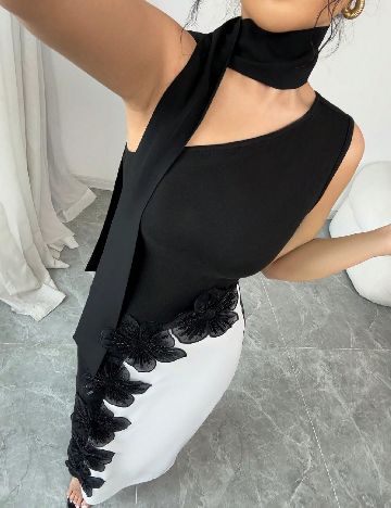 Rochie lunga SHEIN, alb/negru