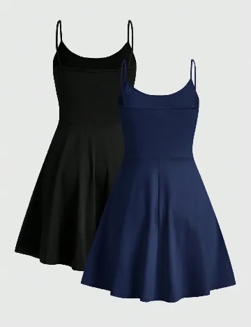 Set Rochii 2 bucati Shein Kids, negru/bleumarin