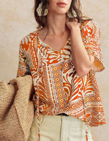 Bluza SHEIN, portocaliu/crem