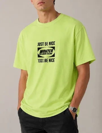 Tricou Oversize Bershka, verde neon
