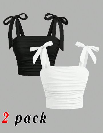 Set topuri 2 bucati Shein Kids, negru/alb
