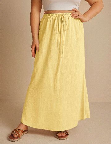Fusta SHEIN CURVE, galben