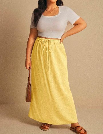 Fusta SHEIN CURVE, galben