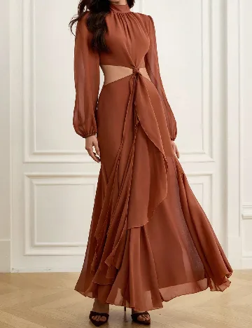 Rochie lunga Aveloria, maro