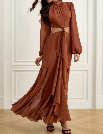 Rochie lunga Aveloria, maro
