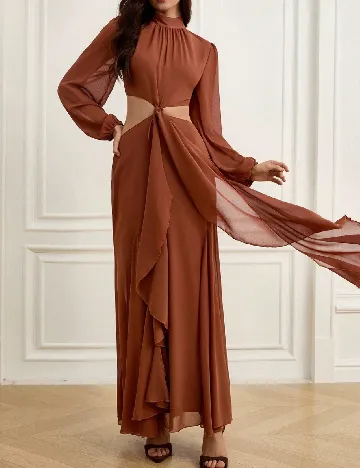 Rochie lunga Aveloria, maro