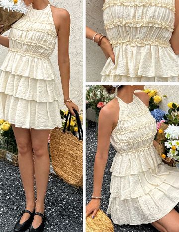 Rochie scurta SHEIN, crem