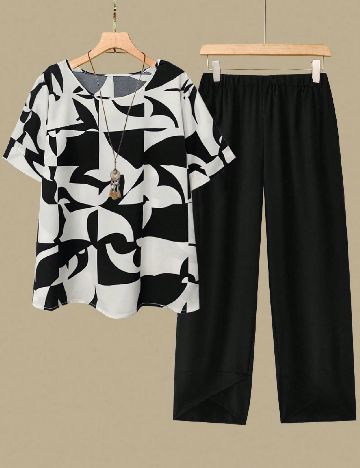 Compleu SHEIN CURVE, alb/negru