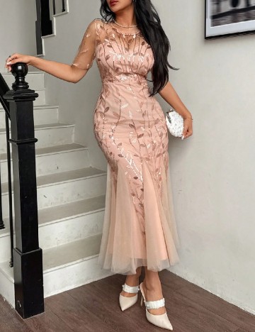 Rochie lunga Dazy, roz