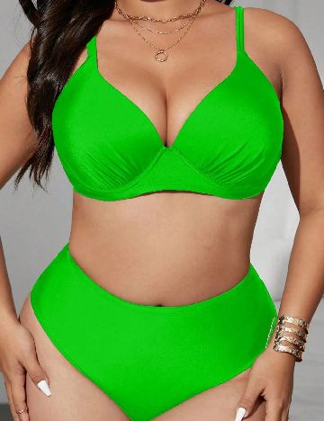 Costum de baie SHEIN CURVE, verde
