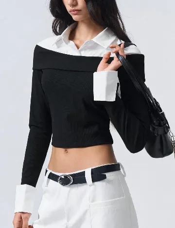 Bluza SHEIN, negru/alb