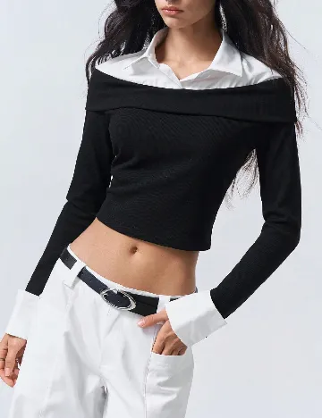 Bluza SHEIN, negru/alb