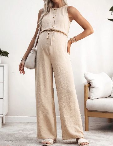 Salopeta SHEIN Maternity, crem
