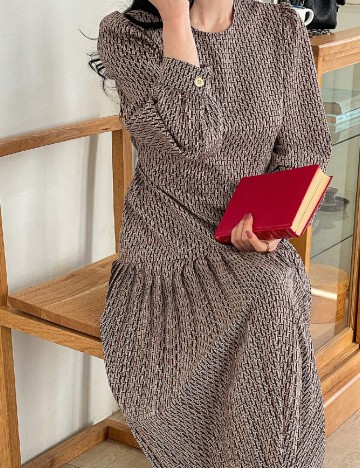 Rochie lunga Dazy, maro