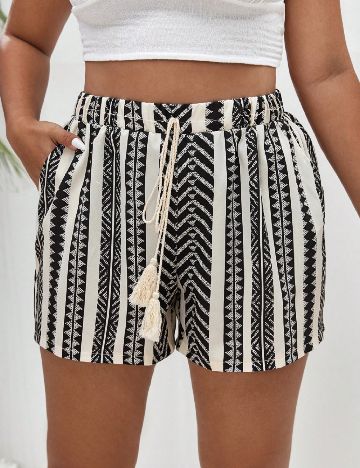 Pantaloni scurti SHEIN CURVE, negru/alb