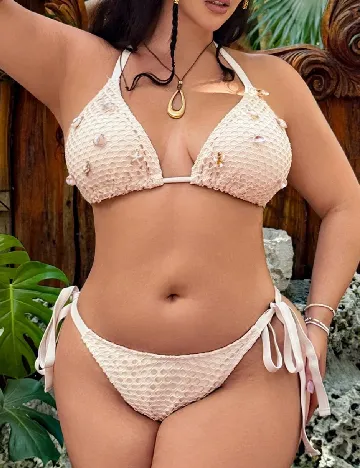 Costum de baie SHEIN CURVE, crem