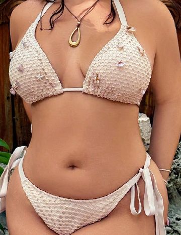 Costum de baie SHEIN CURVE, crem