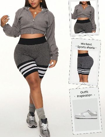 Pantaloni scurti SHEIN CURVE, gri