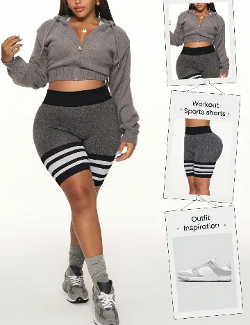 Pantaloni scurti SHEIN CURVE, gri