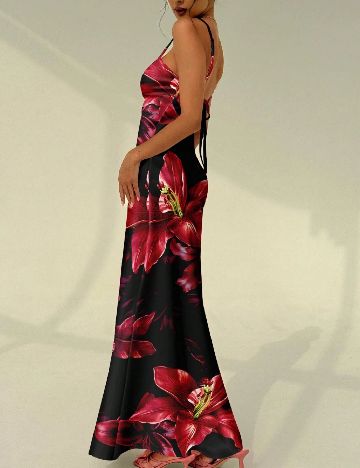 Rochie lunga SHEIN, negru/rosu