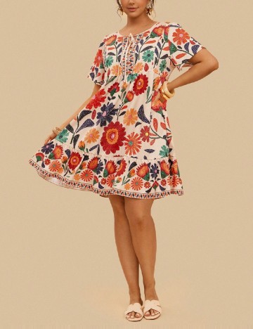 Rochie scurta SHEIN CURVE, floral print