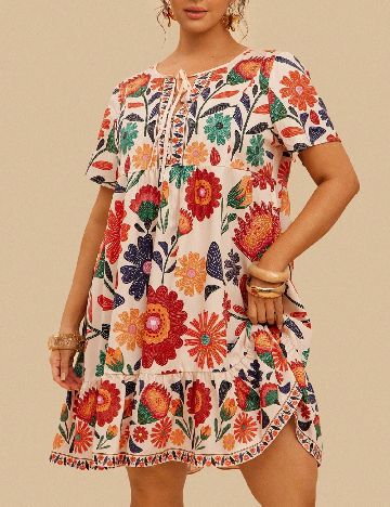 Rochie scurta SHEIN CURVE, floral print
