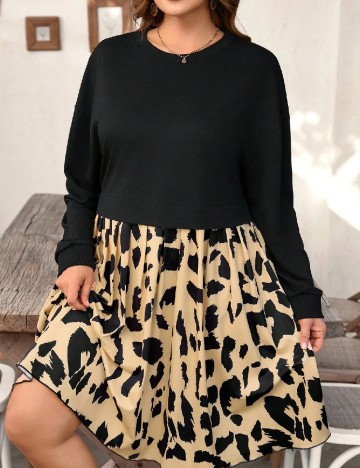 Rochie scurta SHEIN CURVE, negru/crem